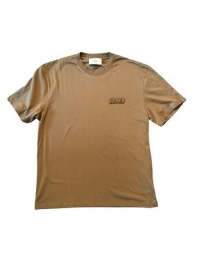 AMI Paris Embroidered Logo T-Shirt Khaki Olive Cotton Tee Size M Portugal